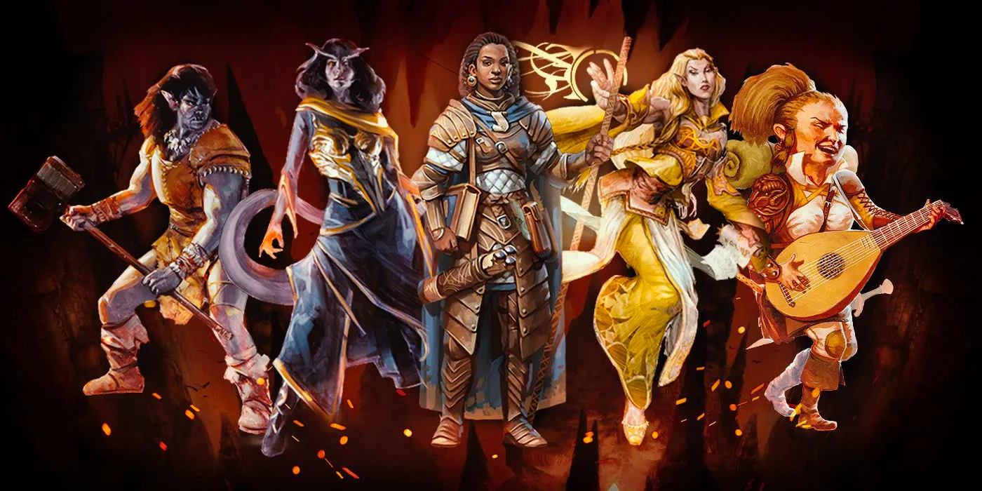 6 D&D Subclasses Nearly Everyone Is Playing Wrong - An image of 5 iconic 5th edition Dungeons & Dragons character classes from the Player's Handbook Image