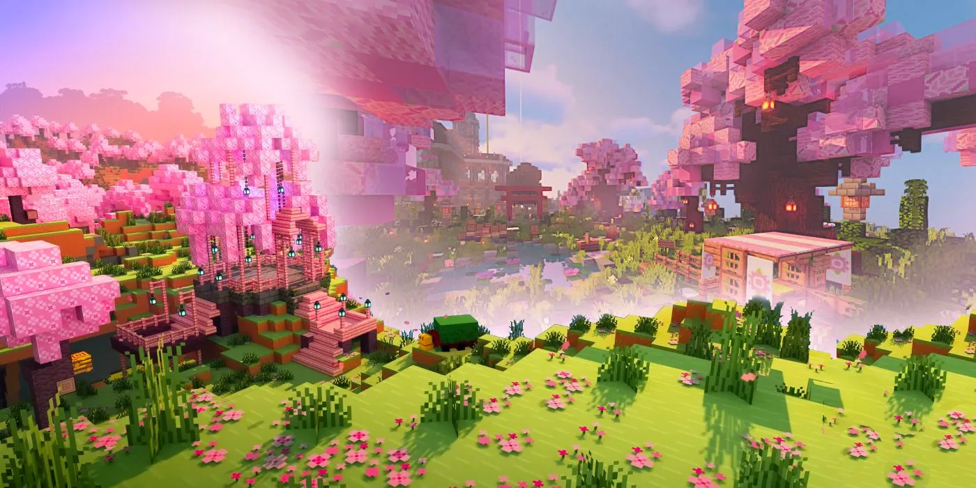 A beautiful Minecraft seed featuring Cherry Blossoms. Image