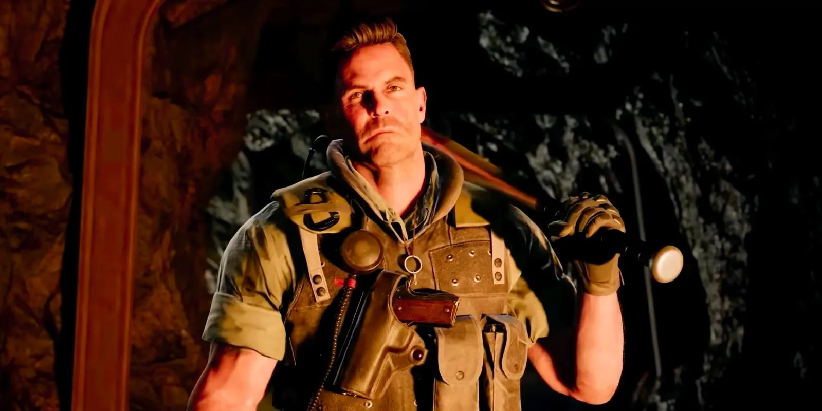 A Call of Duty: Black Ops 6 character holding a baseball bat over their shoulder. Image