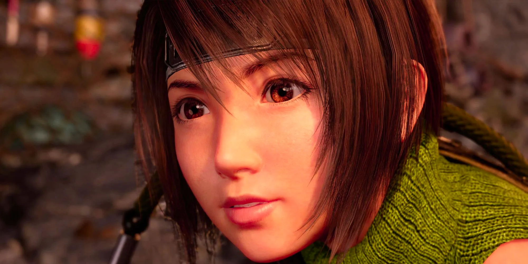 A close-up of the young ninja Yuffie in FF7 Rebirth. Image