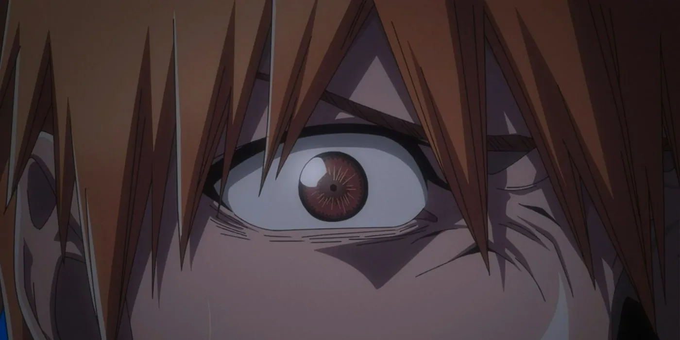 A closeup of a shocked Ichigo after killing the Soul King. Image