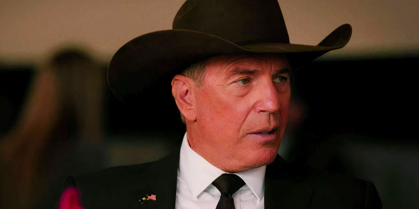 A Closeup of Kevin Costner as John Dutton looking shocked in Yellowstone Season 5 Image