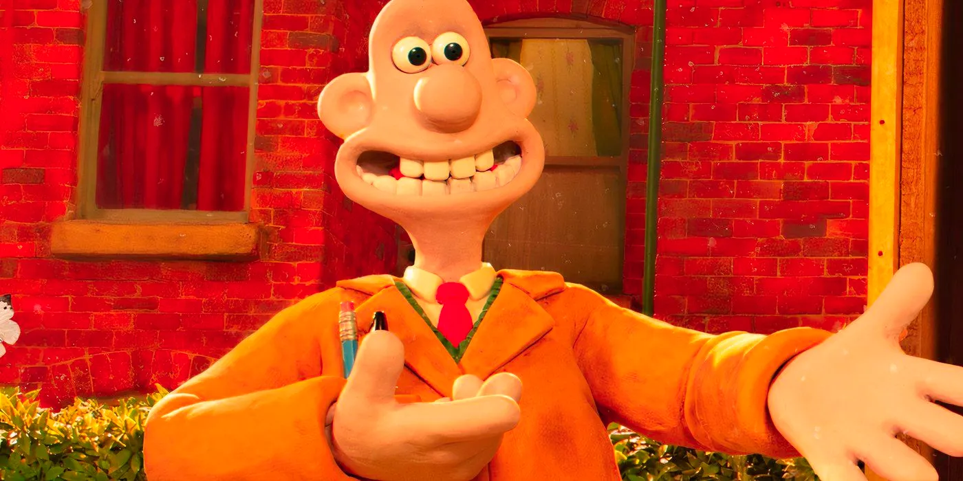 A Closeup of Wallace Smiling in Wallace & Gromit Vengeance Most Fowl Image