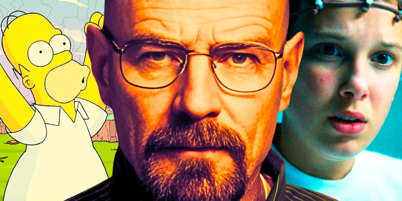 A Collage Image of Eleven from Stranger Things, Walter White from Breaking Bad, and Home Simpson from The Simpsons - created by Thomas Russell Image