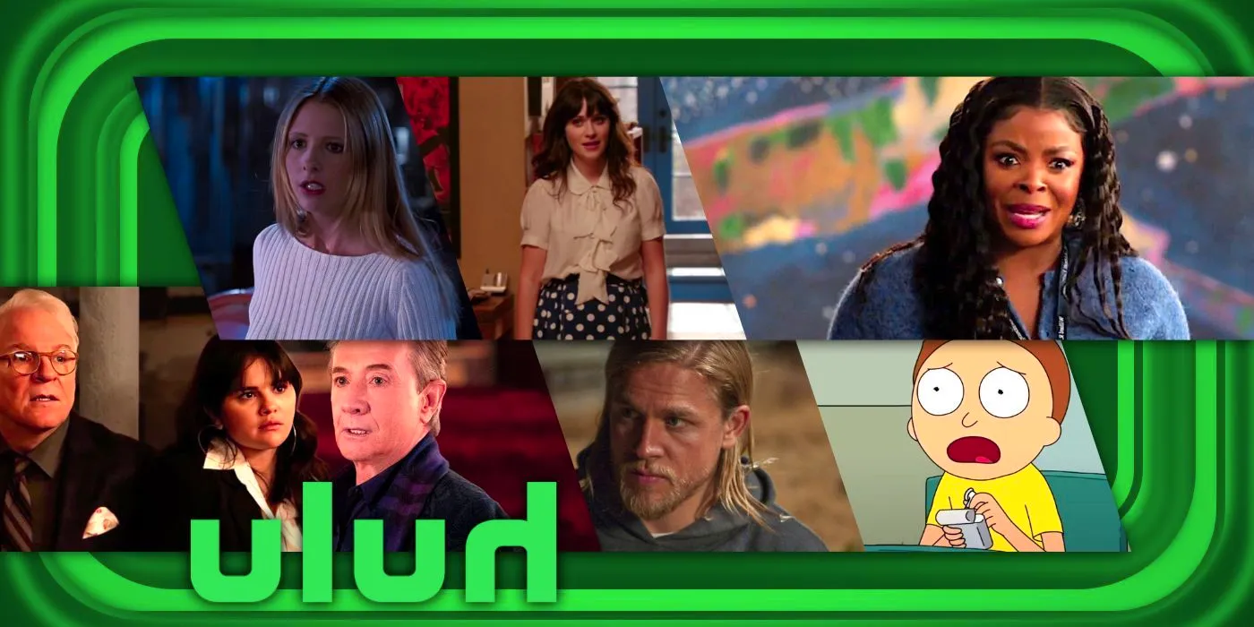 A collage image of the best Hulu shows in August: Abbott Elementary, New Girl, Buffy the Vampire Slayer, Rick & Morty, Sons of Anarchy, and Only Murders in the Building Image