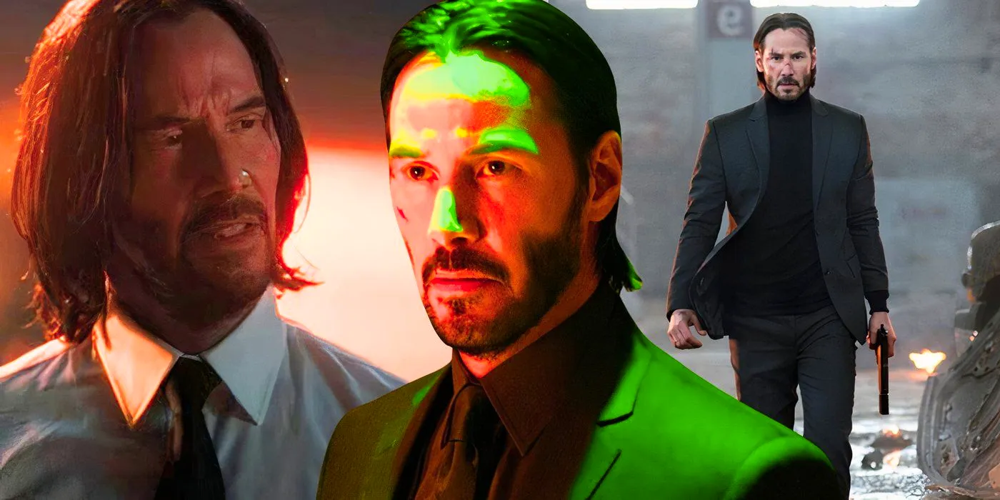 A collage of 3 images of John Wick from the John Wick movies - created by Tom Russell Image