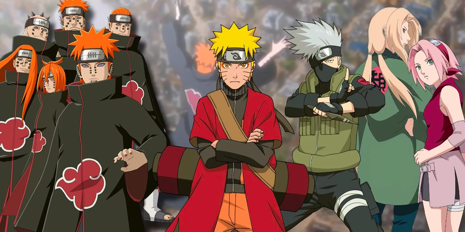 A collage of all the important players in Naruto's Pain Arc Image