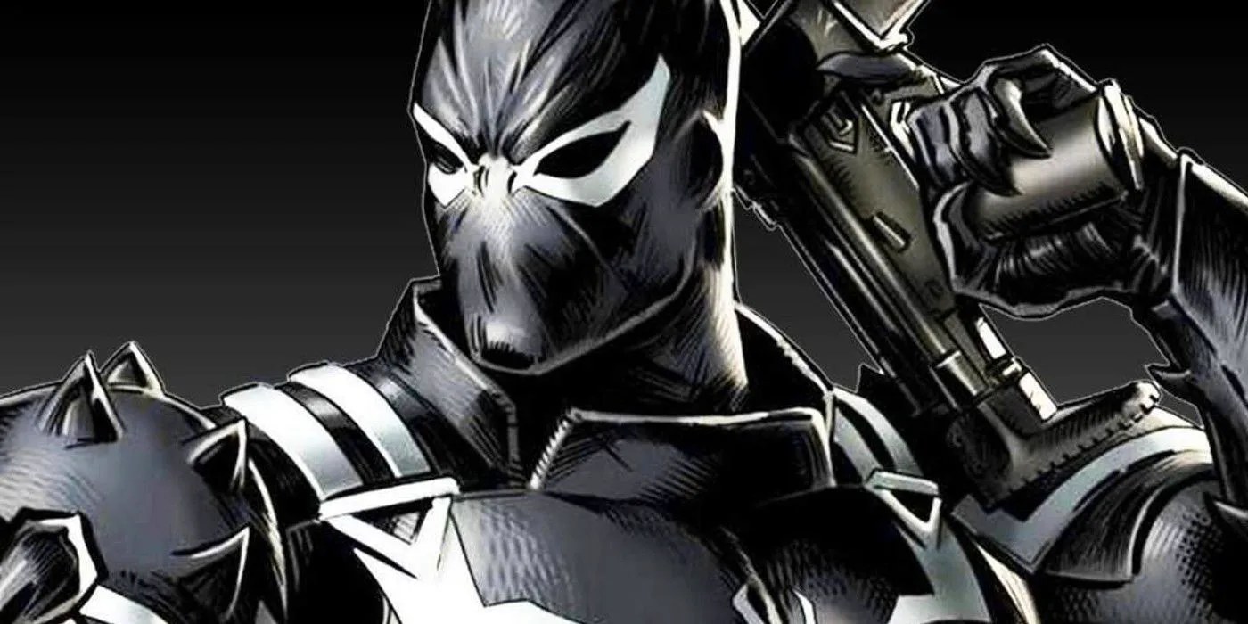 A comic book panel showing Agent Venom. Image