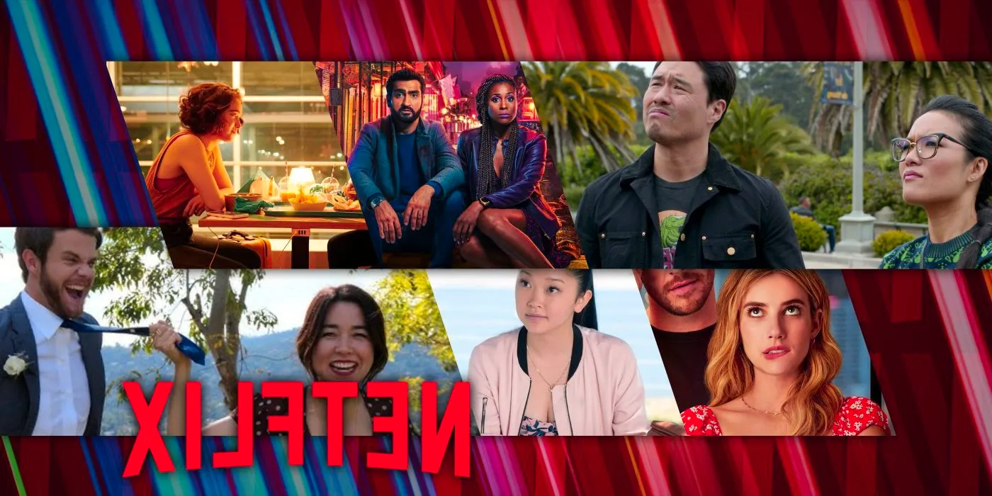 A composite image features characters from Always Be My Maybe, Lovebirds, Love At First Sight, Holidate, To All The Boys I Loved Before, and Plus One on Netflix Image