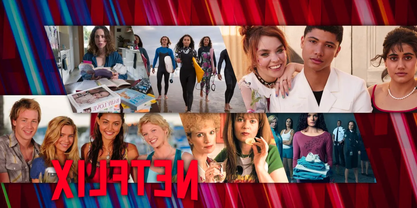 A composite image features characters from Australian series Heartbreak High, Surviving Summer, The Letdown, Wentworth, Kath and Kim, and H2O: Just Add Water on Netflix Image