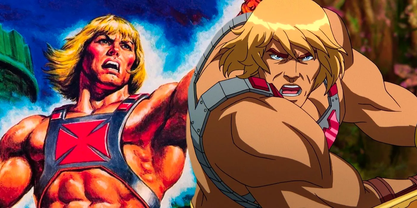 A composite image of He-Man wielding his sword in various versions of Masters of the Universe Image