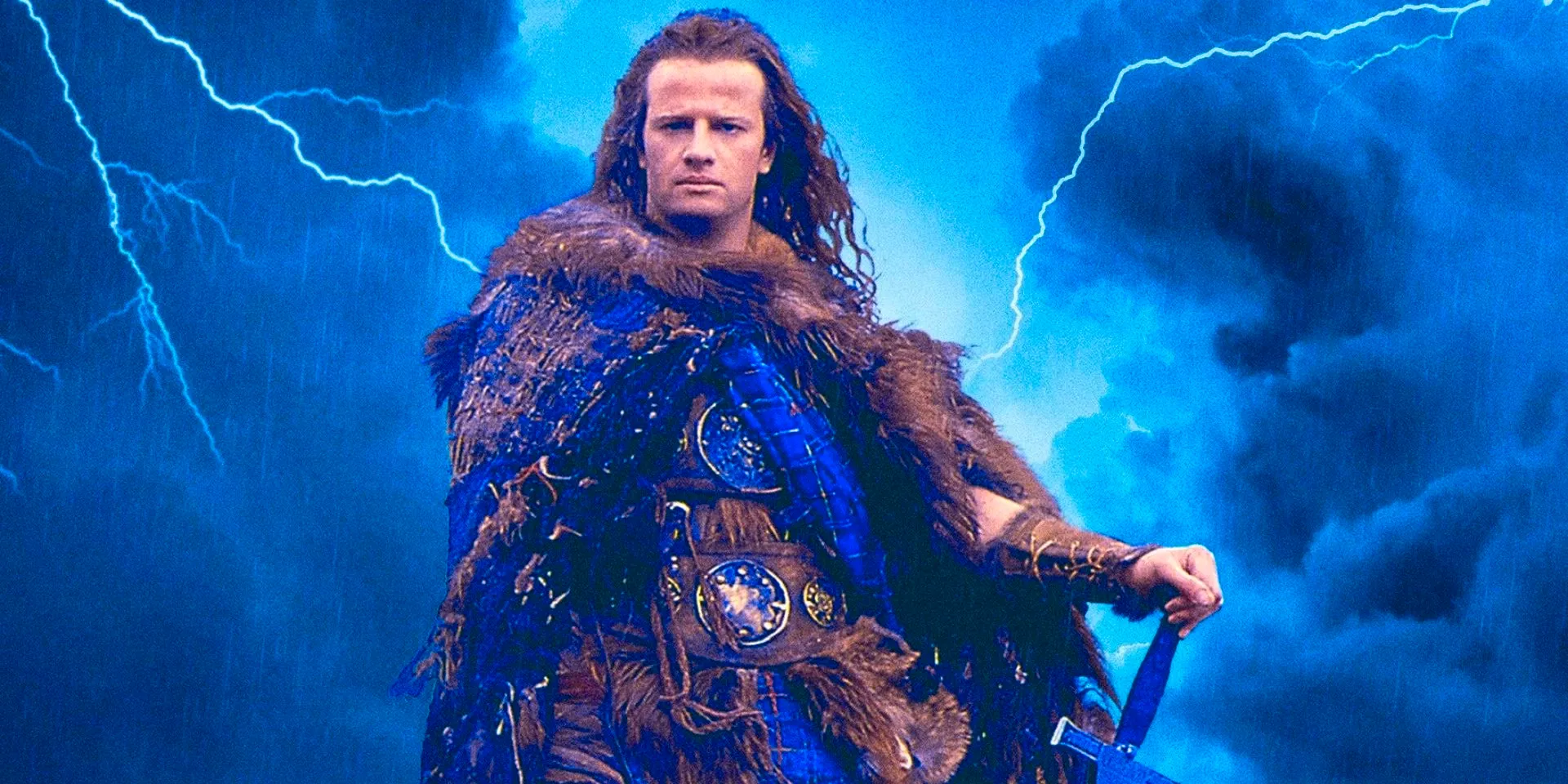 A custom image Christopher Lambert as Highlander in front of lightning Image