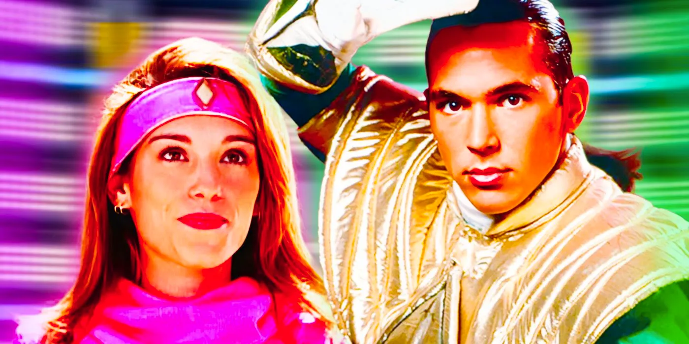 A custom image featuring Jason David Frank as the Green Ranger Tommy Oliver and Amy Jo Johnson as the Pink Ranger Kimberly Hart Image