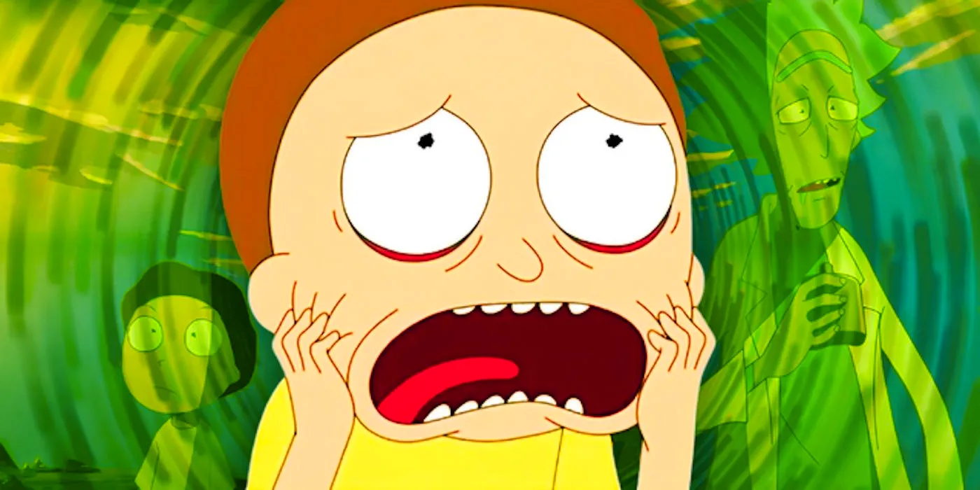 A horrified Morty pulls on his face in Rick and Morty Image