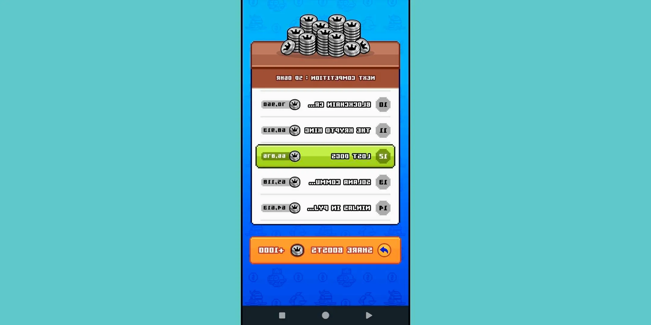 A list of groups in the new Flappy Bird game. Image