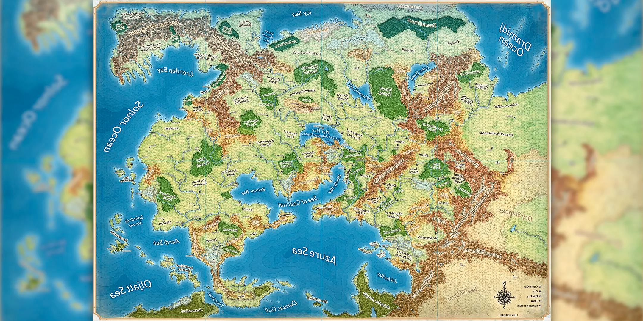 A map of the campaign setting Greyhawk in the 2024 Dungeon Master's Guide. Image