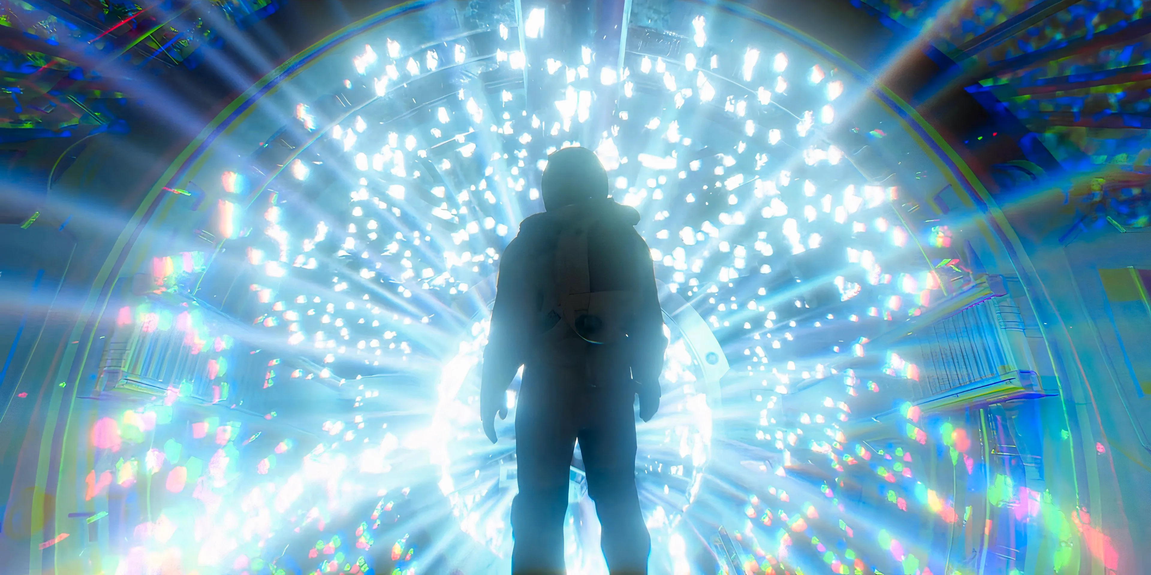 A player character stands in front of a glowing portal in a screenshot from Starfield Shattered Space. Image