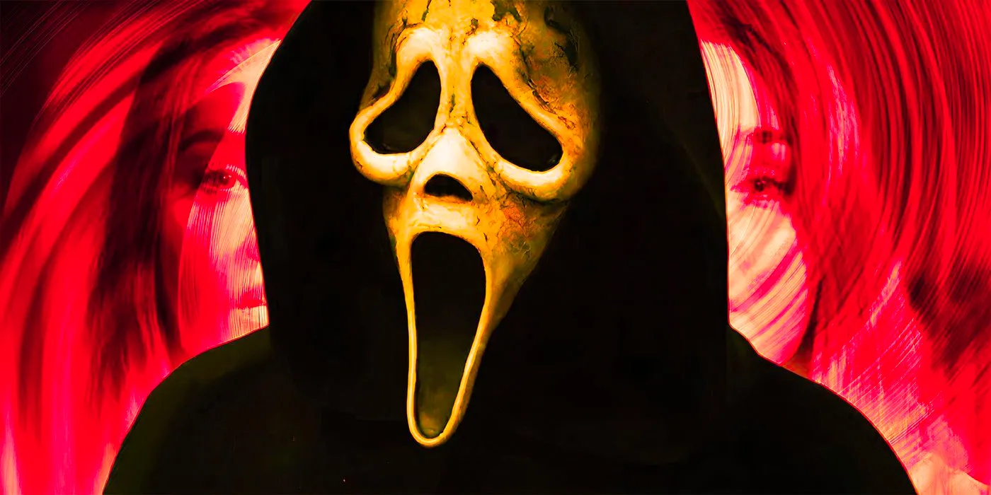 A red background with Ghostface from Scream in the centre Image