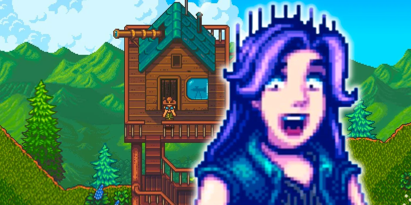 A scared Abigail alongside a fire watch tower in Haunted Chocolatier Image