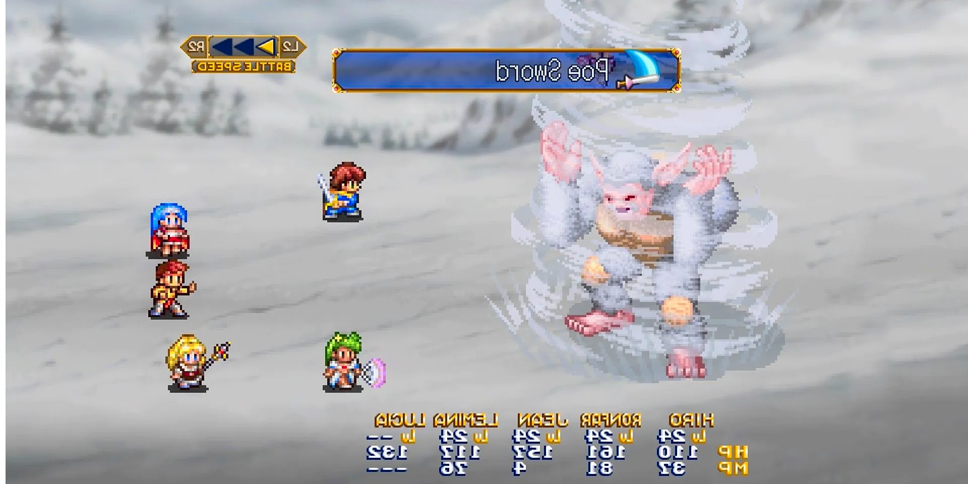 A screenshot from Lunar Remastered Collection​​​​​​​ showing the battle speed option. Image