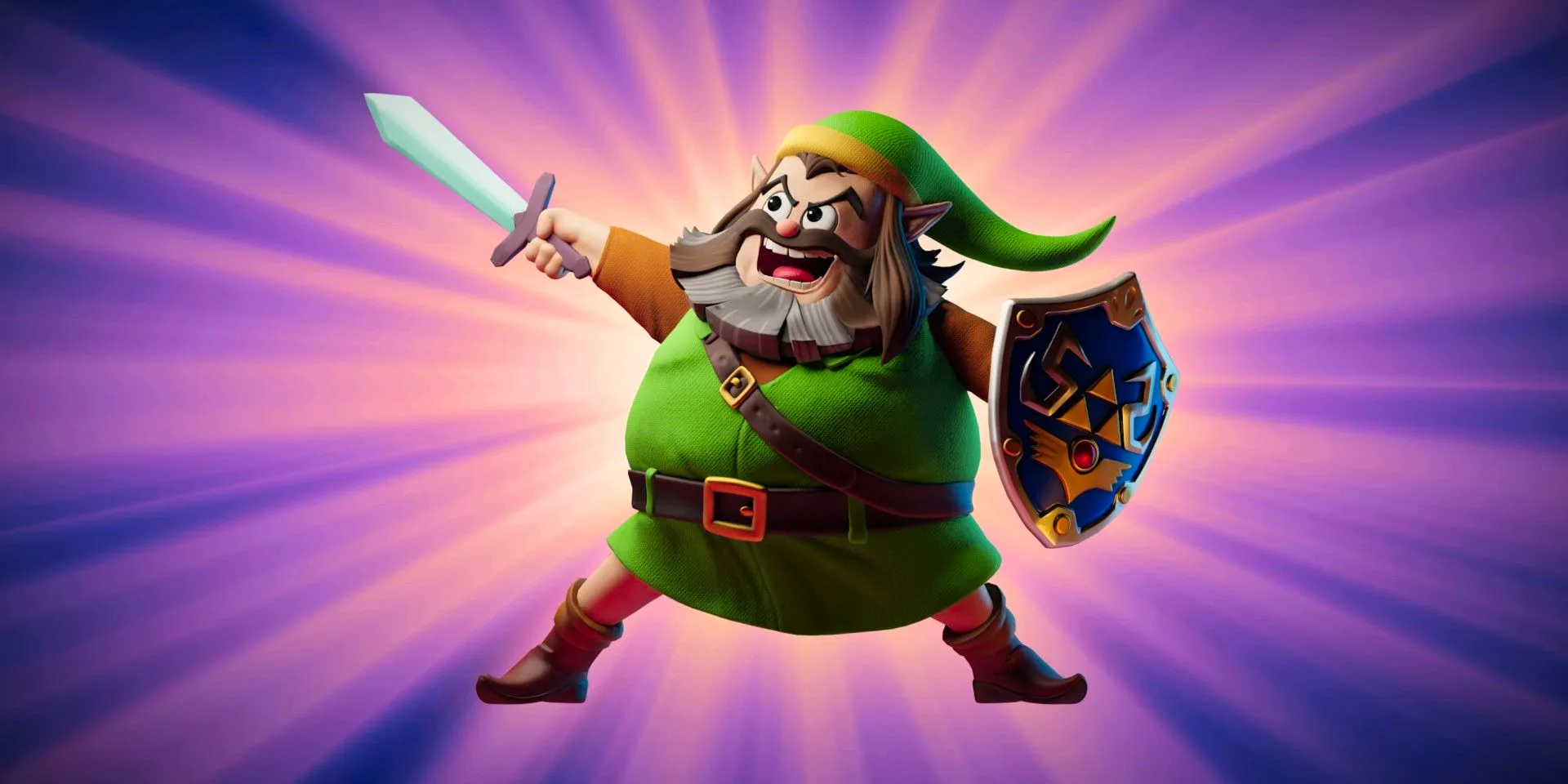 A screenshot from Tenacious D's Video Games song, featuring an animated version of Jack Black dressed as Link, from The Legend of Zelda. Image