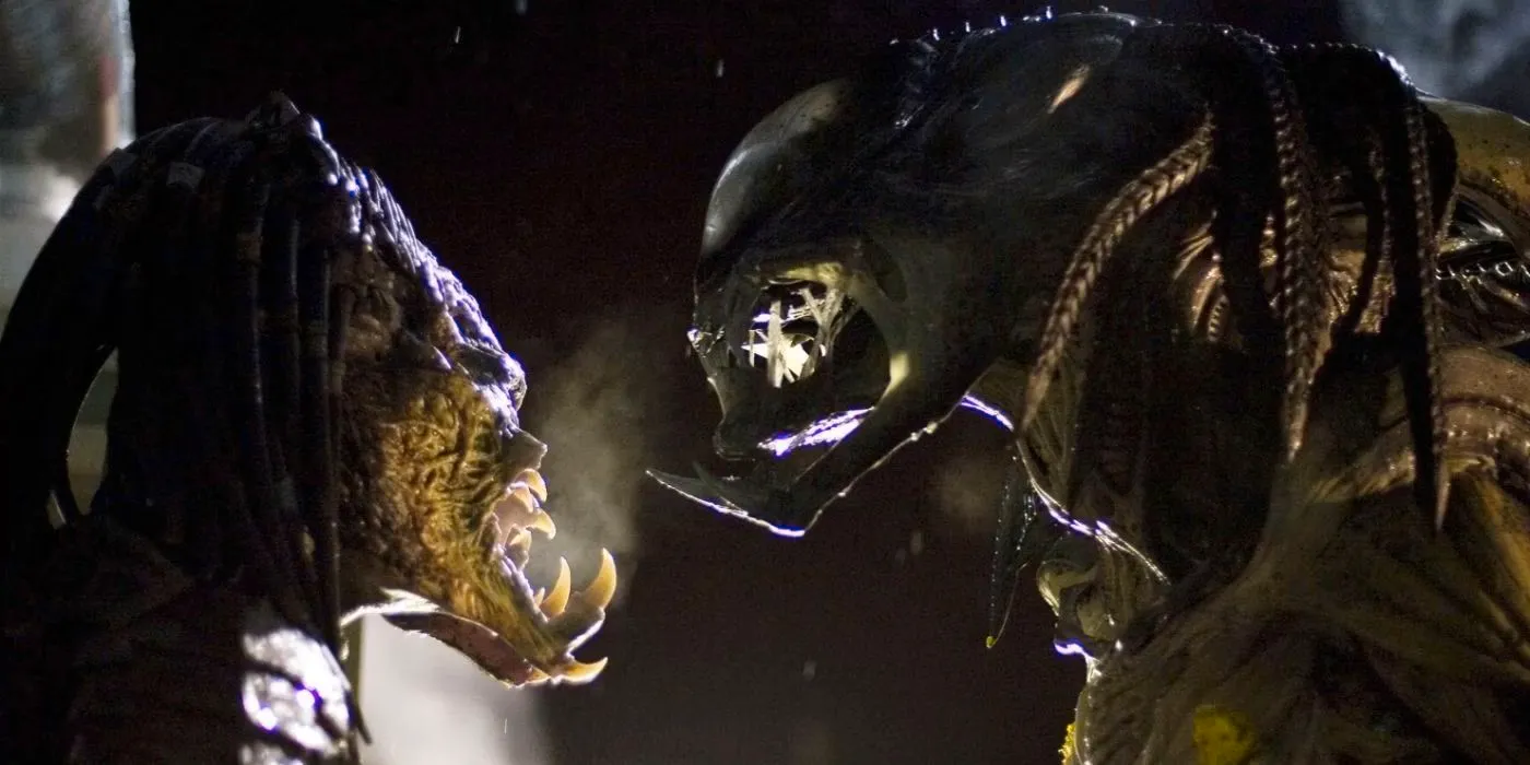 A showdown between Predator Wolf and Predalien in Aliens vs. Predator: Requiem Image