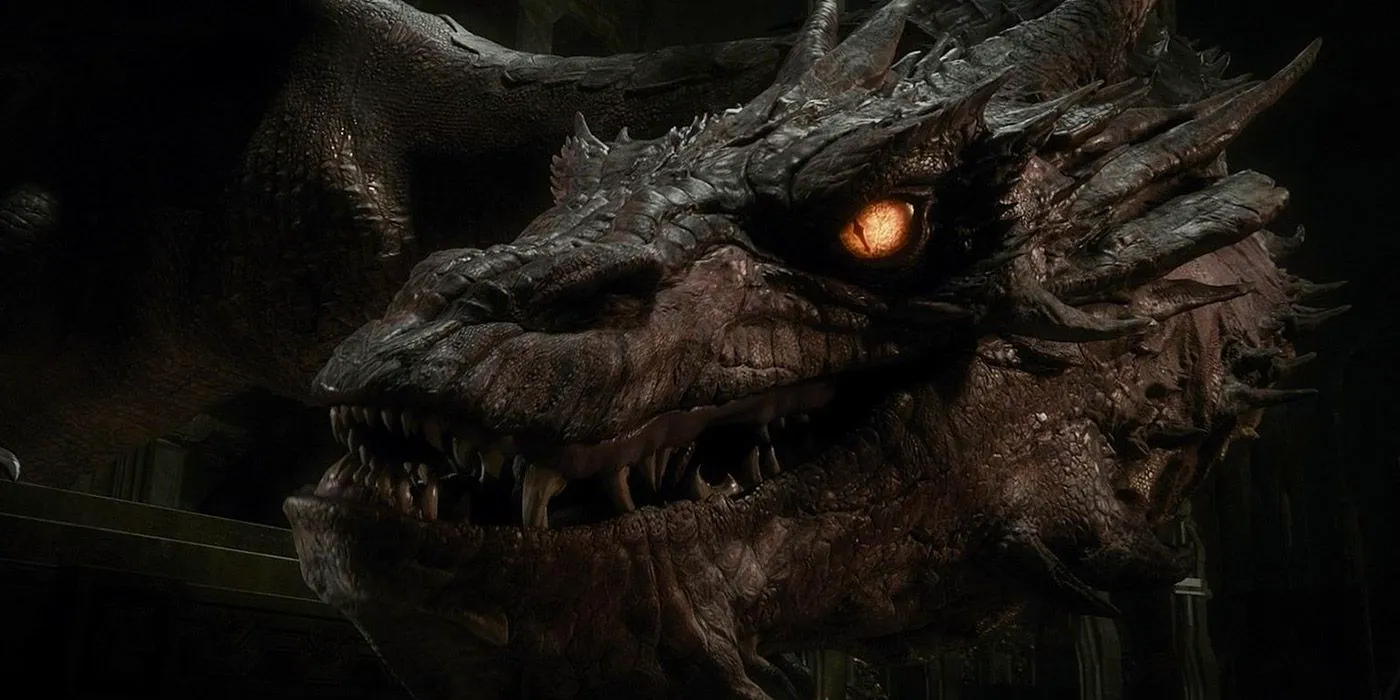 A side profile of Smaug in The Hobbit Image