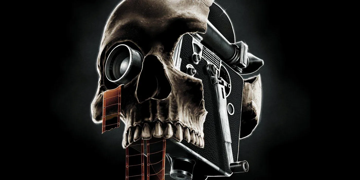 A Skull Blended with a Movie Camera on the Cursed Films Poster Image