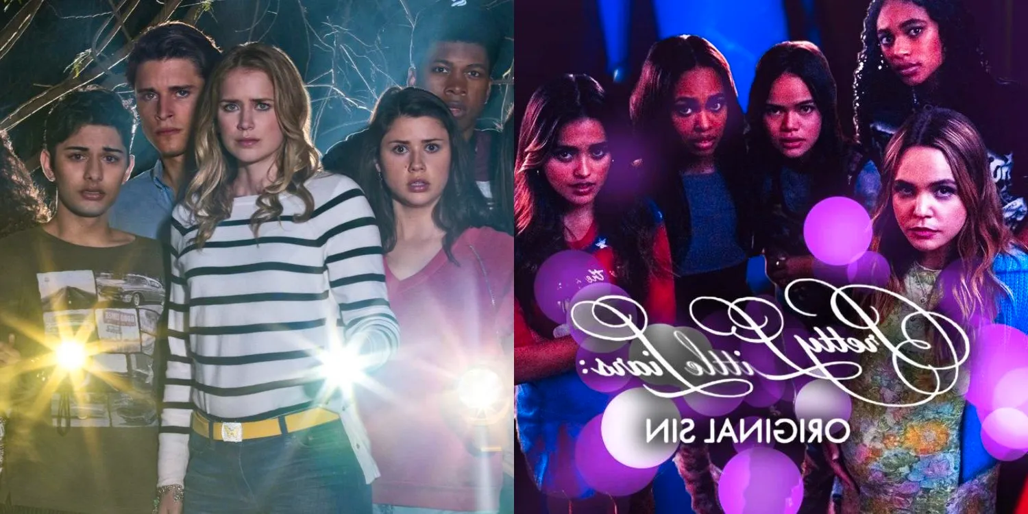 A split image of the Pretty Little Liars Original Sin cover and the cast of Dead of Summer Image