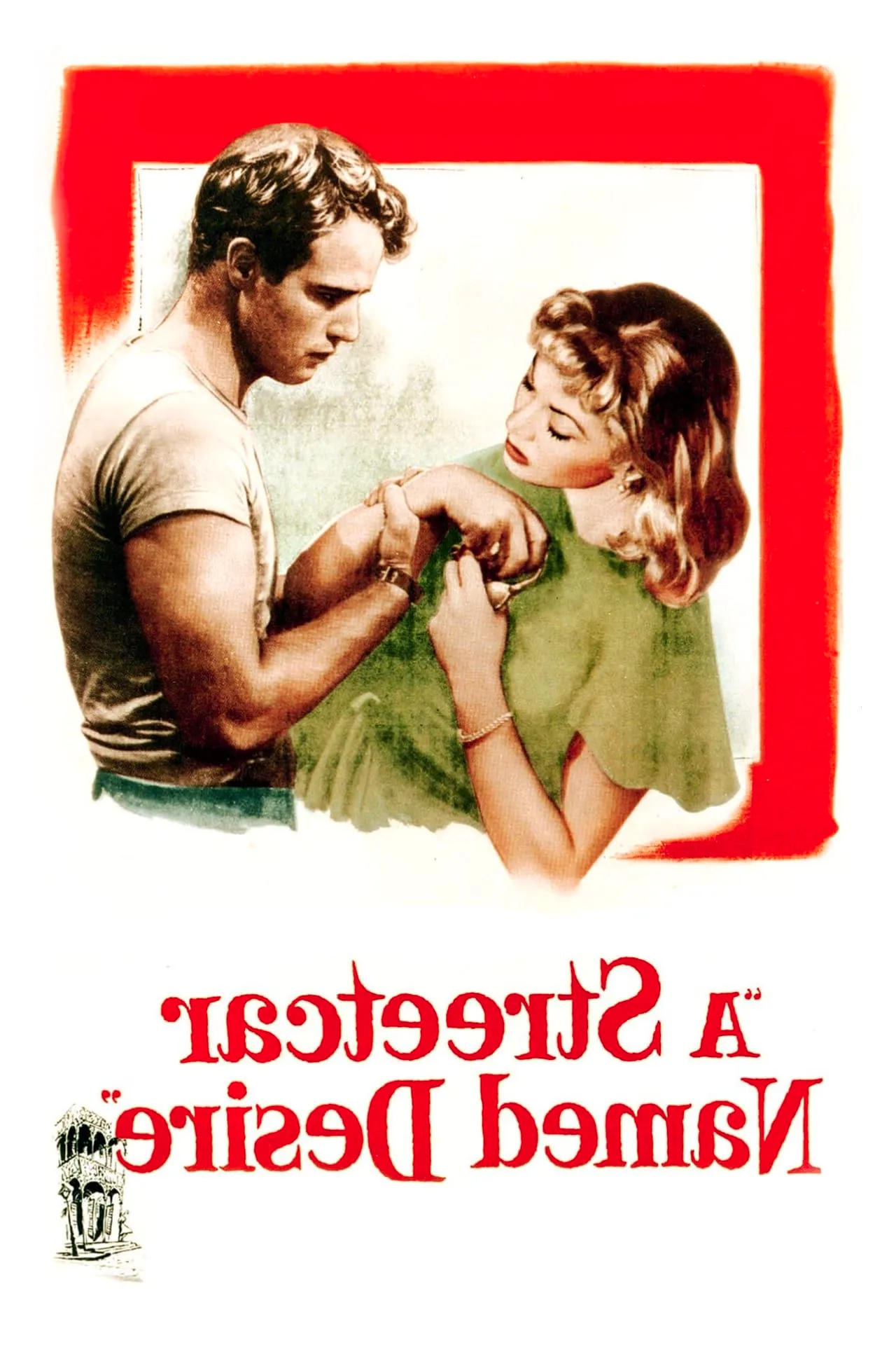 A Streetcar Named Desire Movie Poster Showing Marlon Brando Grabbing Vivien Leigh Wrist Image