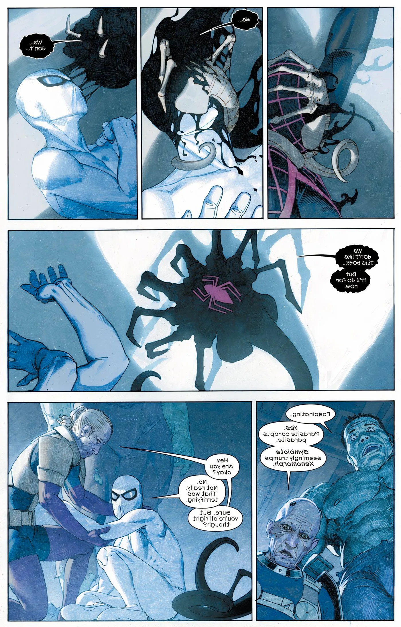 A symbiote from Marvel Comics taking an Alien Facehugger as its host. Image