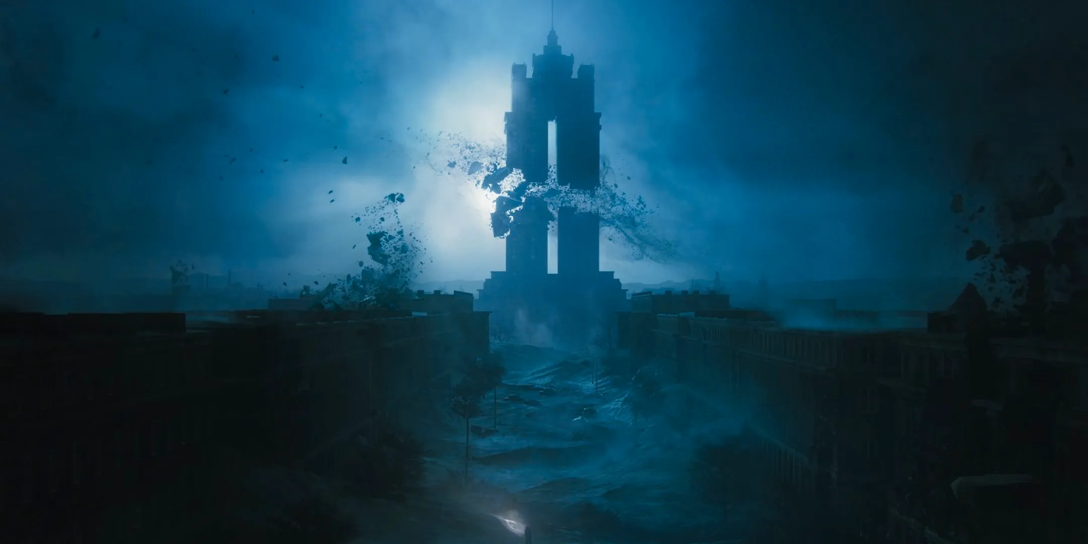 A tall building being destroyed in Cronos The New Dawn. Image