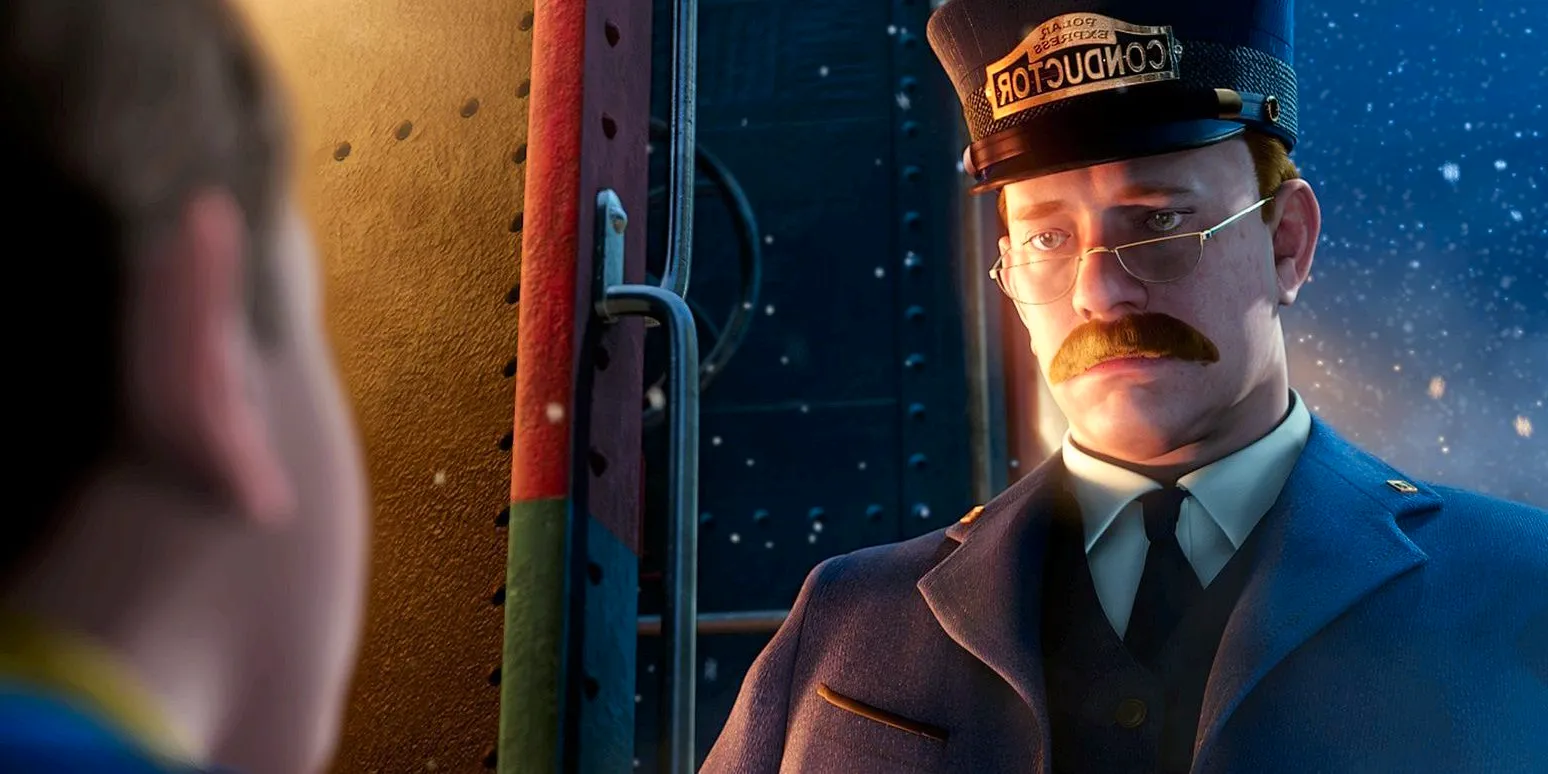 A train conductor talks to Hero Boy in Polar Express Image