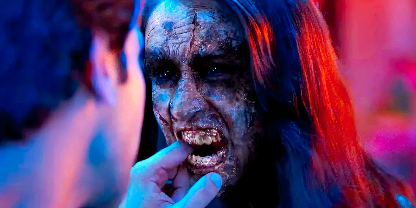 A Woman with a Demonic Face Bites Vicky's Finger in Stree 2  Image