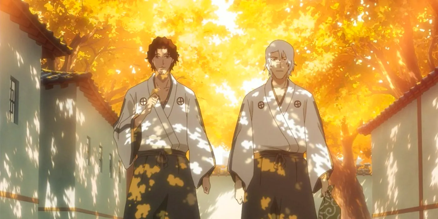 A young Ukitake and Kyoraku walking through Soul Society. Image