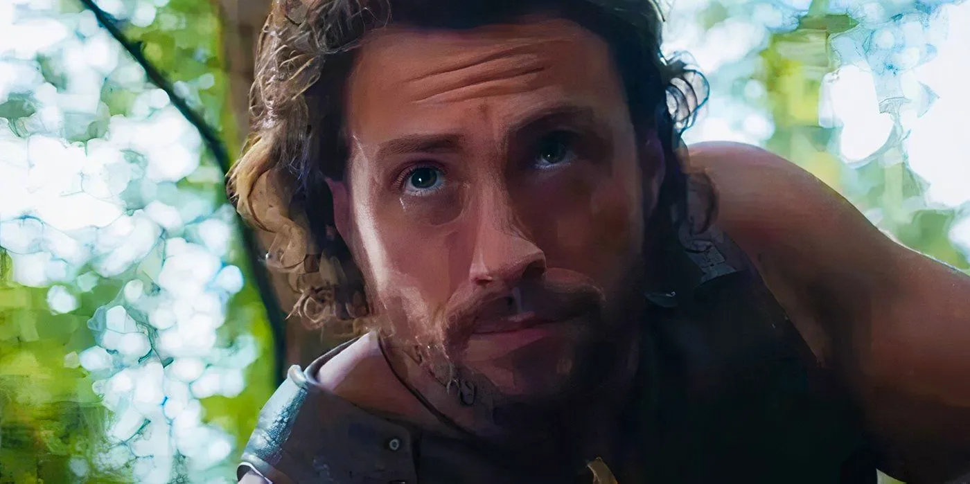 Aaron Taylor-Johnson in the woods in Kraven the Hunter Image