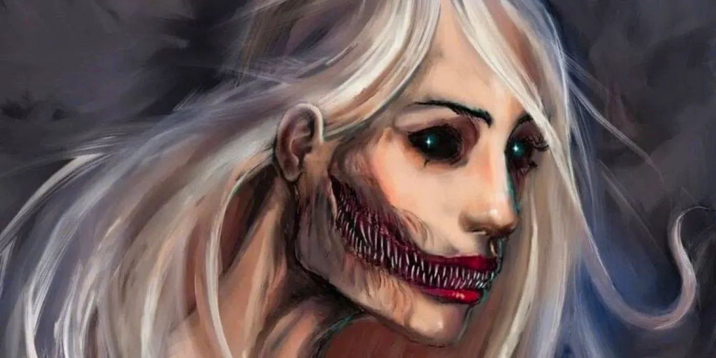 Abeloth in Star Wars Legends showing her disturbing smile with teeth Image