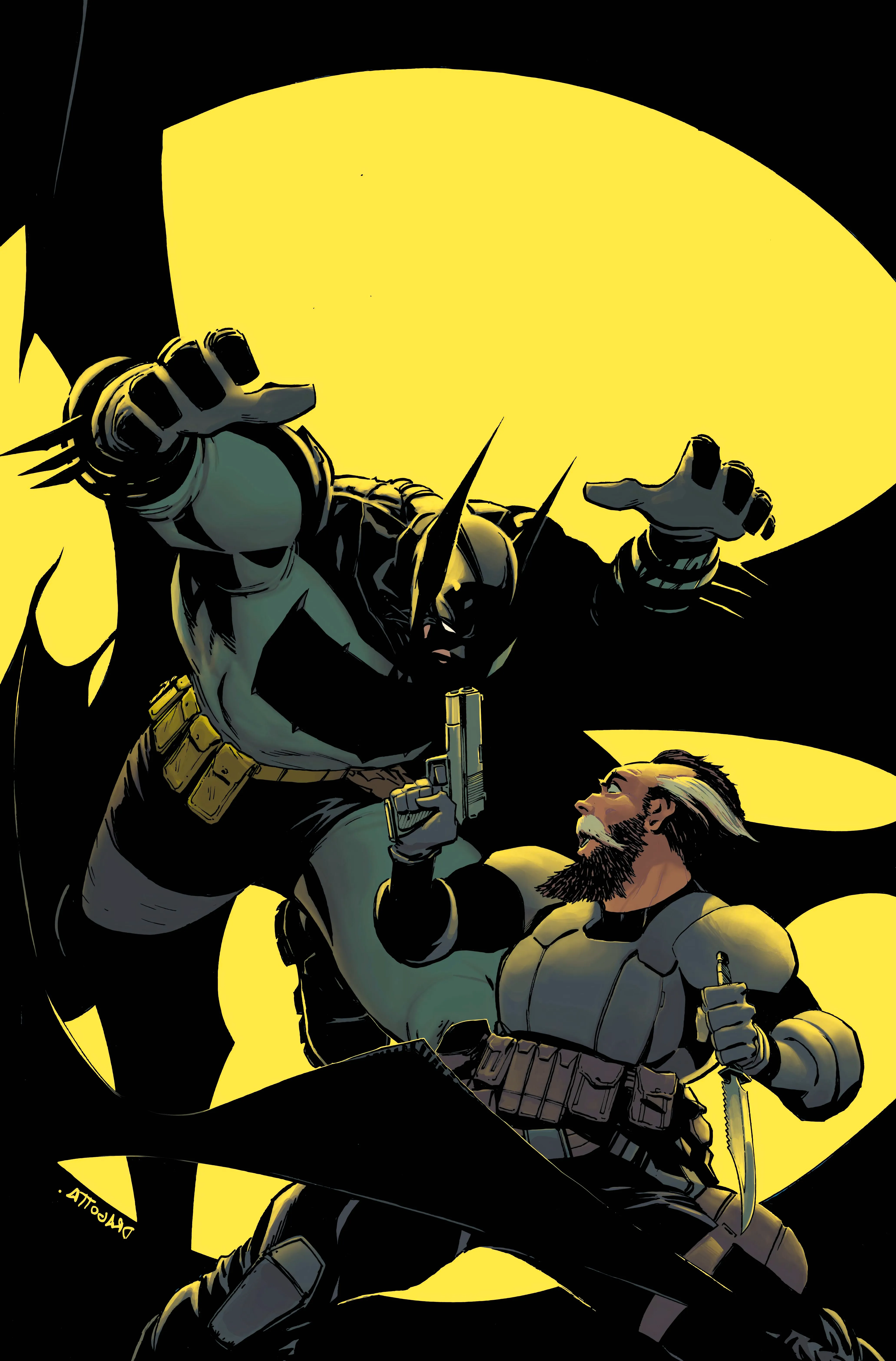 Absolute Batman 2 Cover Batman Fighting Alfred Pennyworth Pointing a Gun at Him Cover Image