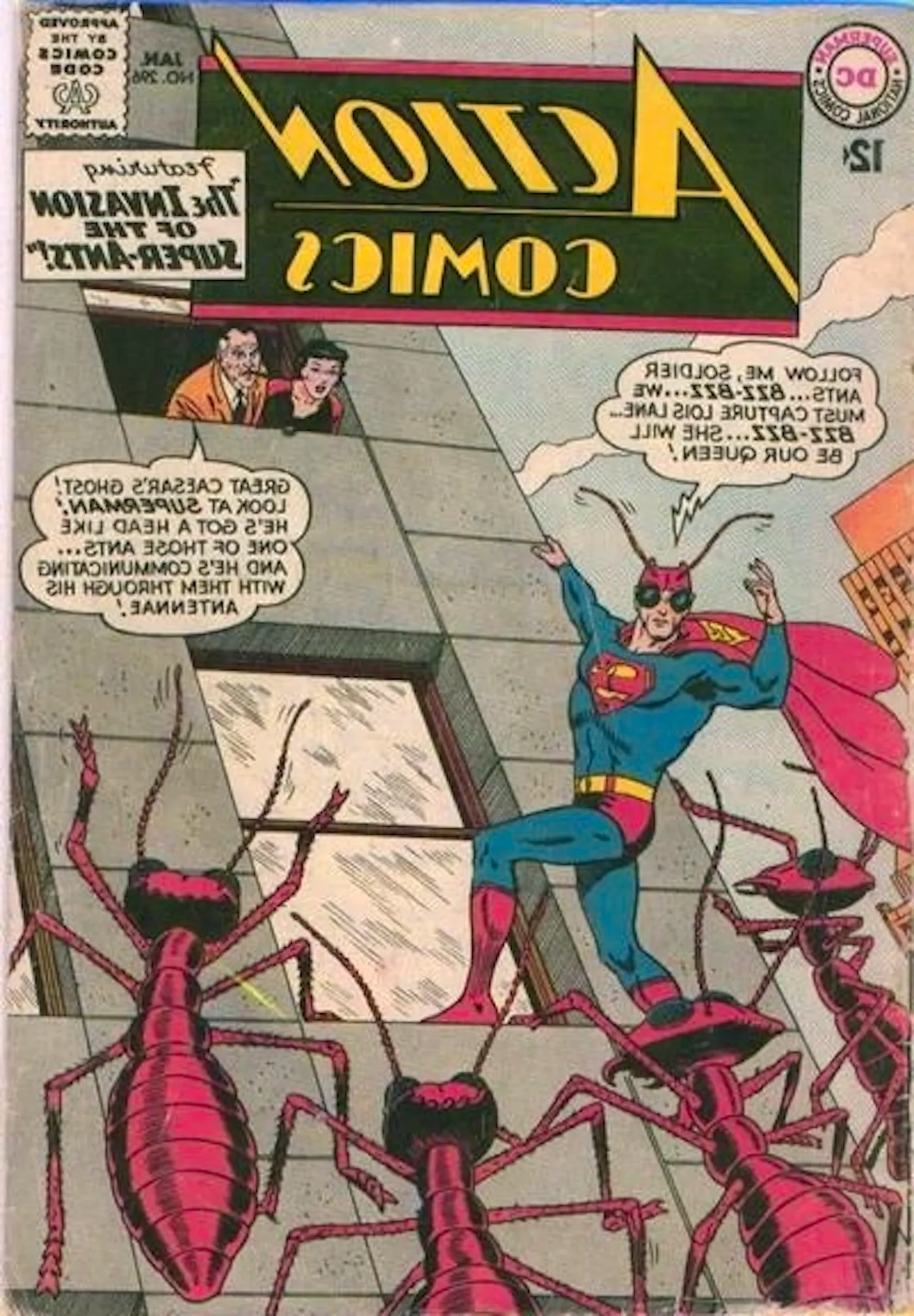 Action Comics 296 Main Cover: Superman controls giant sized ants. Image