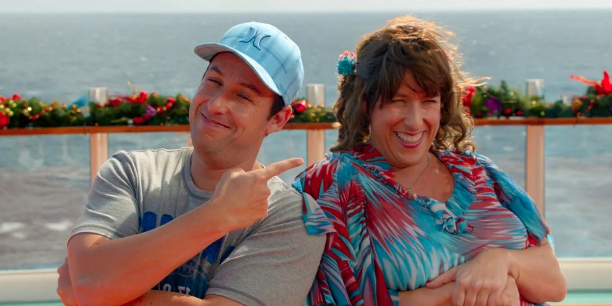 Adam Sandler as twins standing back-to-back in Jack and Jill Image