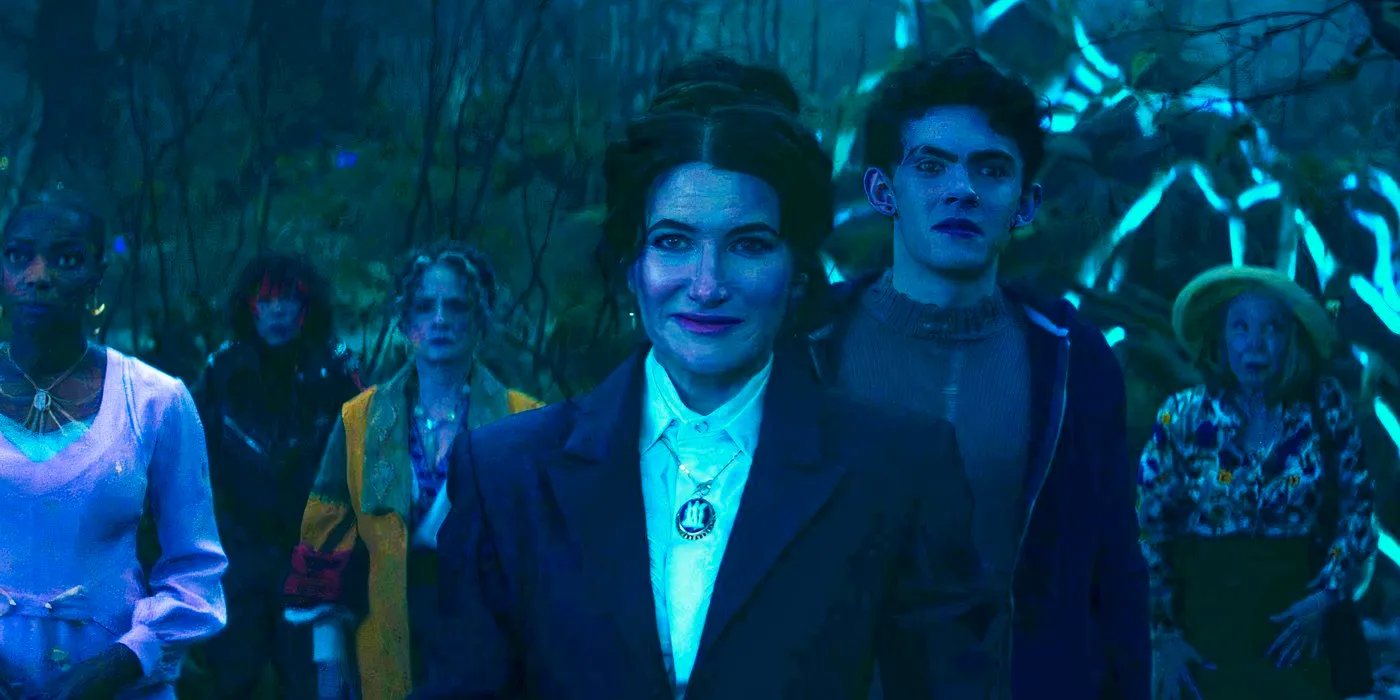 Agatha Harkness and her coven on the Witches' Road in Agatha All Along Image