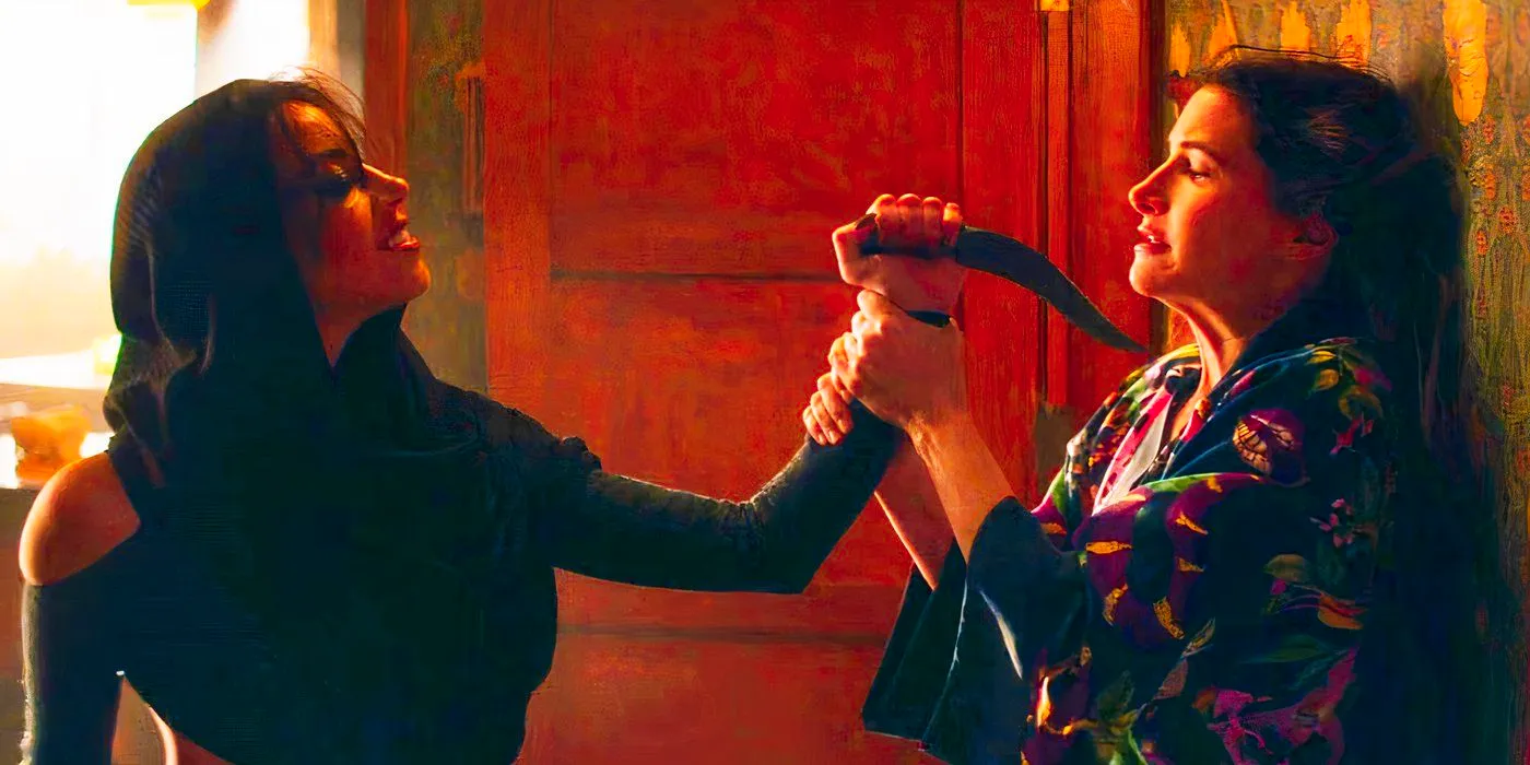 Agatha Harkness and Rio Vidal fighting at the end of Agatha All Along episode 1 Image