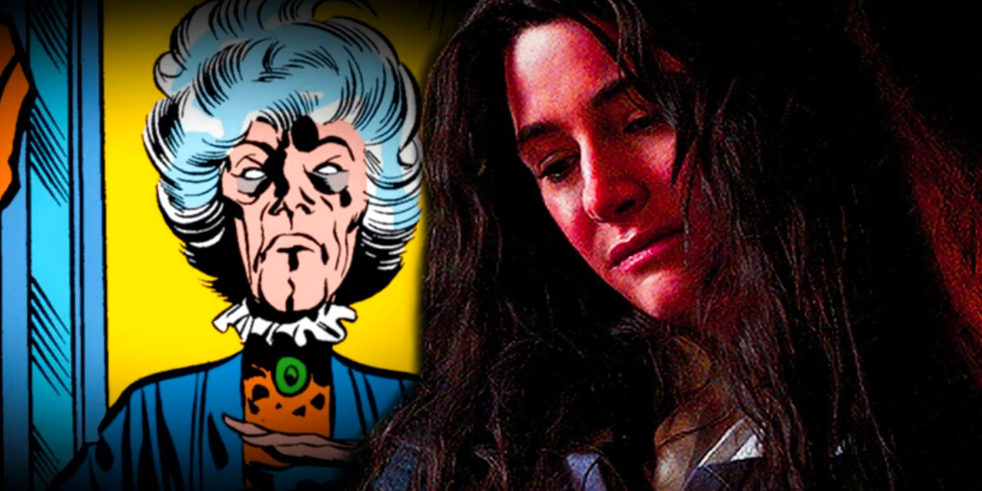 Agatha Harkness looking young in the MCU and old in Marvel Comics Image