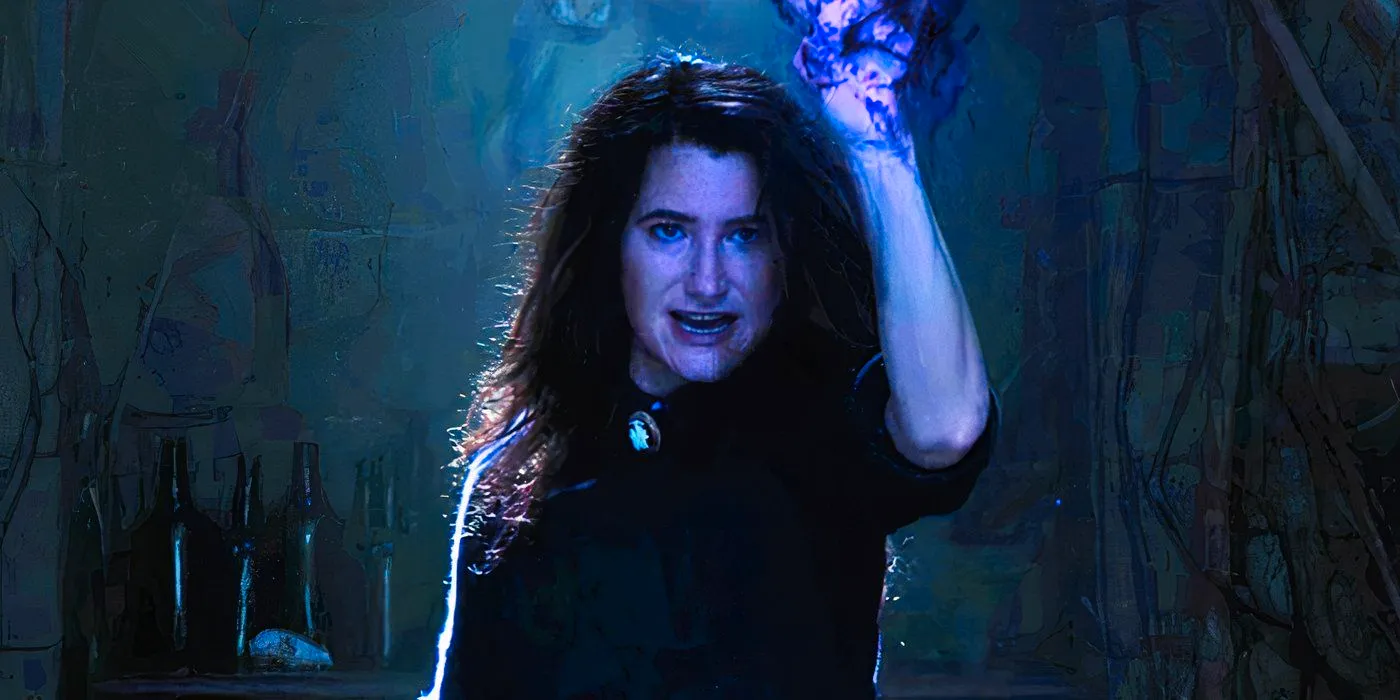 Agatha Harkness using her purple magic in WandaVision Image