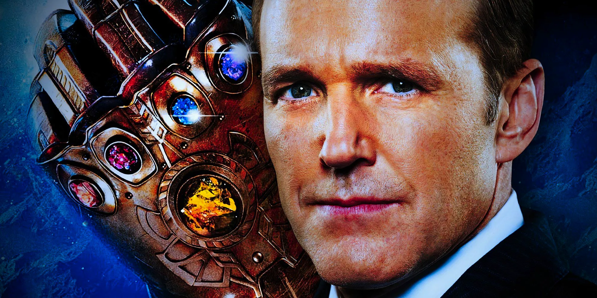 Agent Phil Coulson with Thanos Infinity Gauntlet From MCU Movies Image