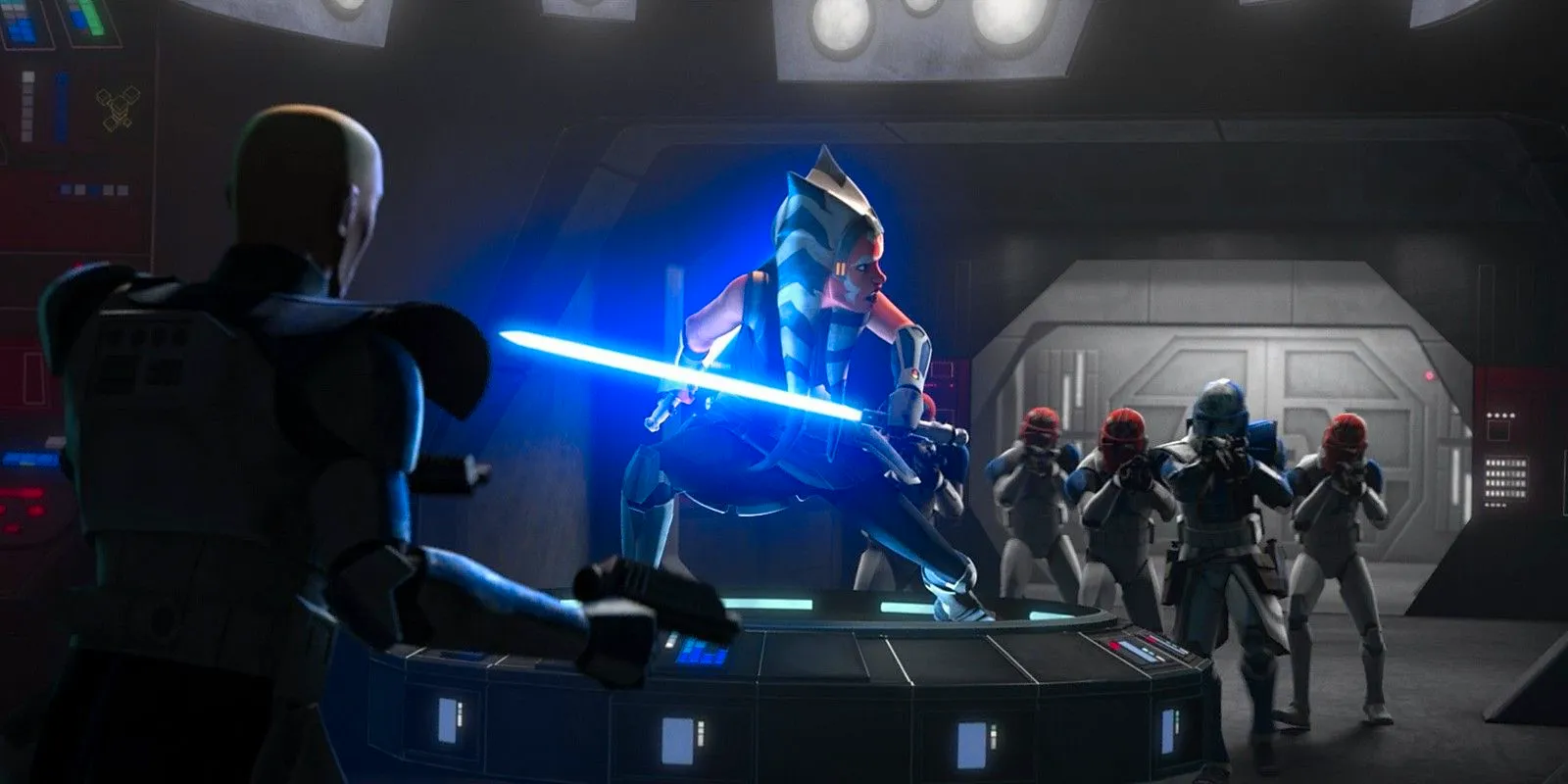 Ahsoka vs Rex in Star Wars Clone Wars as Order 66 is enacted Image