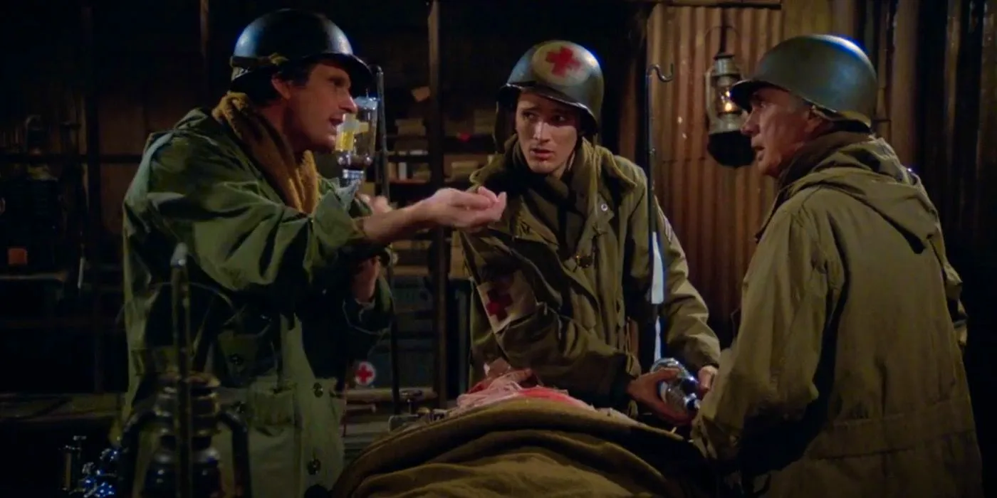 Alan, Robert and Antony Alda in MASH episode Lend a Hand Image