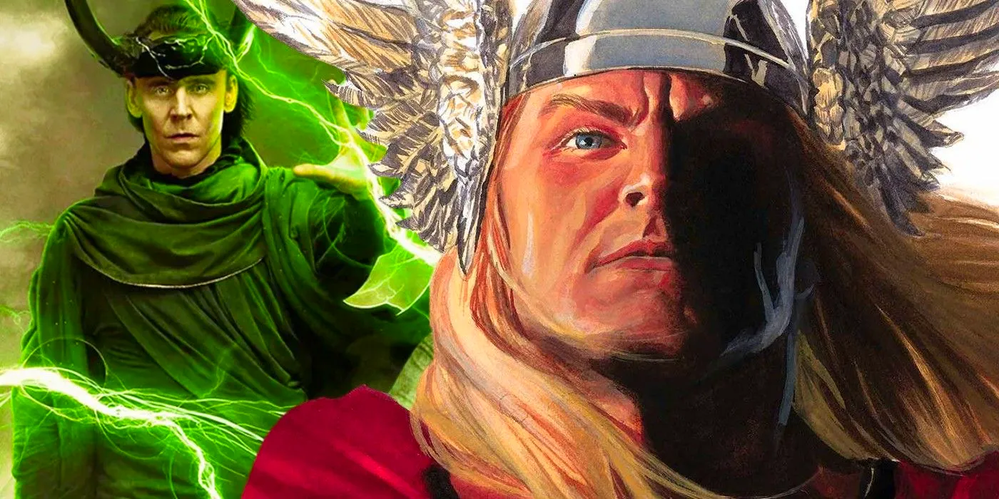 alex ross thor with god of stories loki behind him Image