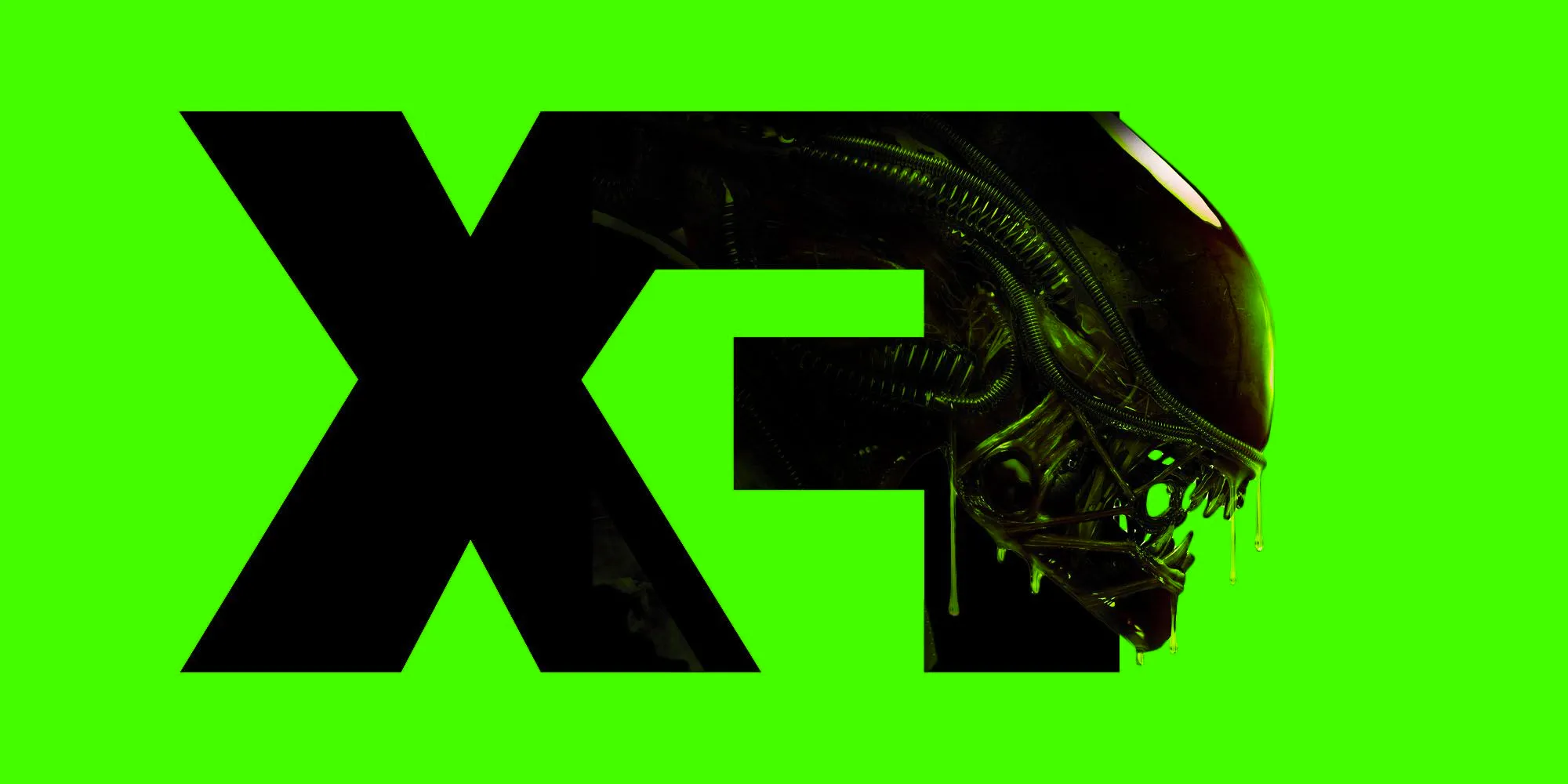 An edited image of a Xenomorph popping out of the FX logo in front of a green background Image