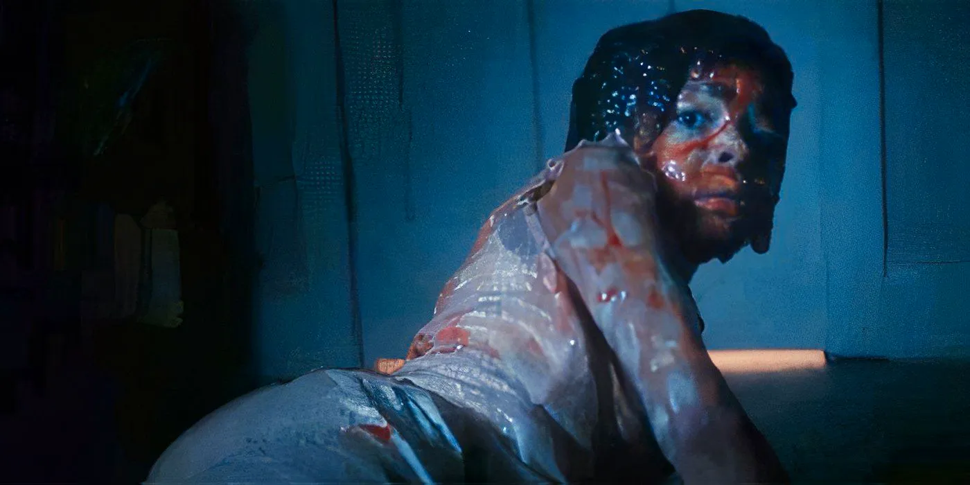 An image from the Welcome to Derry teaser of a child covered in blood and goo Image